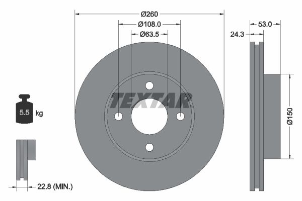 TEXTAR Тормозной диск 92037600