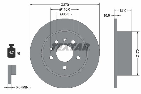 TEXTAR Тормозной диск 92038200