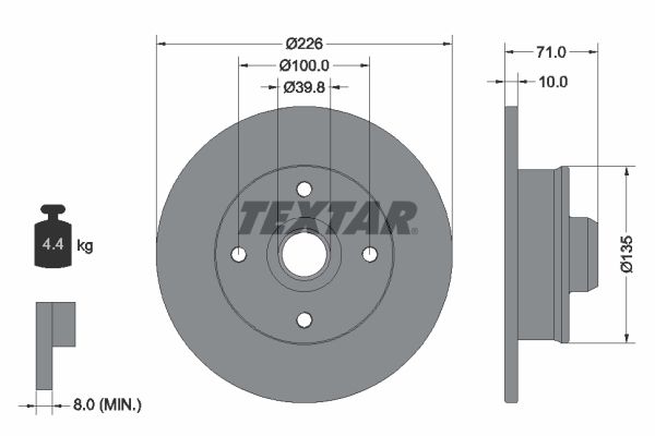 TEXTAR Тормозной диск 92041800