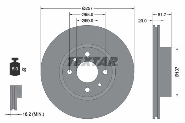 TEXTAR Тормозной диск 92044200