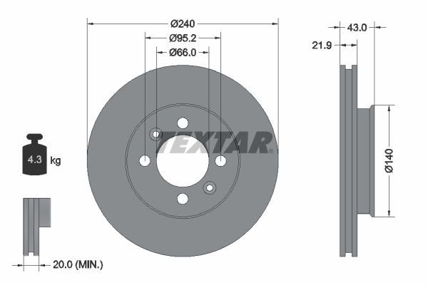 TEXTAR Тормозной диск 92044500
