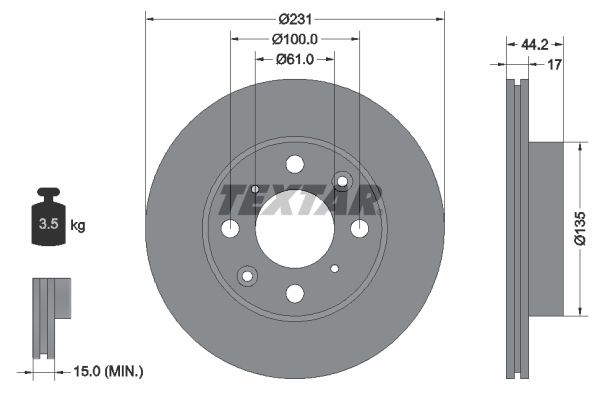 TEXTAR Тормозной диск 92046500