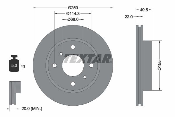 TEXTAR Тормозной диск 92047500