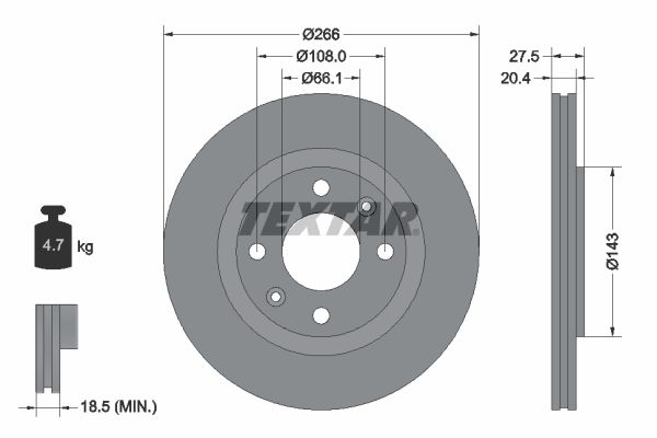 TEXTAR Тормозной диск 92048103