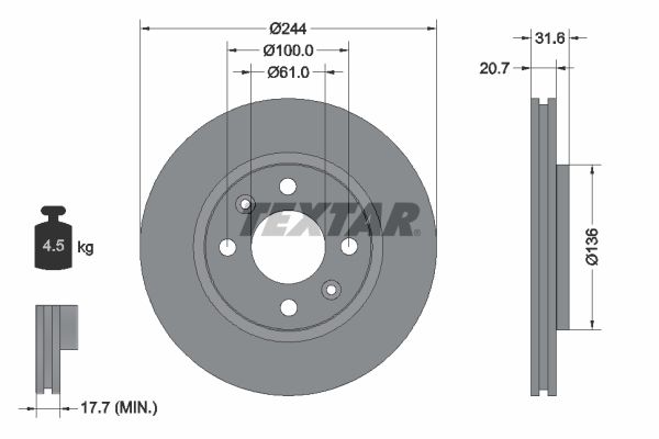TEXTAR Тормозной диск 92049500