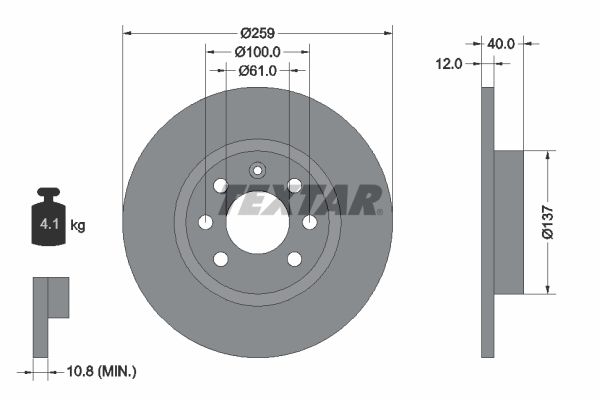 TEXTAR Тормозной диск 92050600