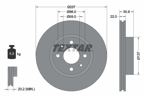 TEXTAR Тормозной диск 92052100