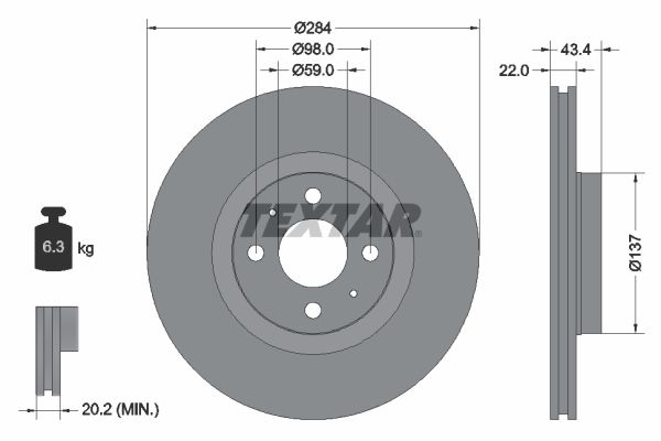 TEXTAR Тормозной диск 92053503
