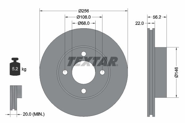 TEXTAR Тормозной диск 92054200