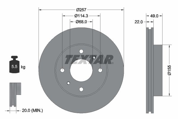 TEXTAR Тормозной диск 92056300