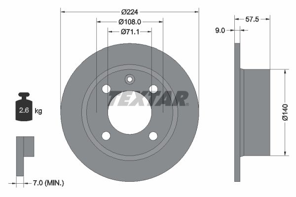 TEXTAR Тормозной диск 92059700