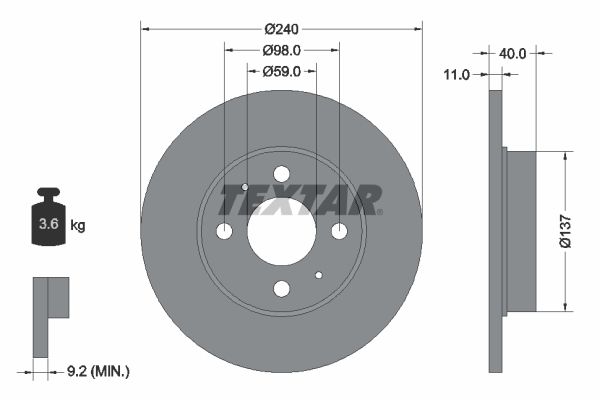TEXTAR Тормозной диск 92061103