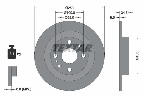TEXTAR Тормозной диск 92061700