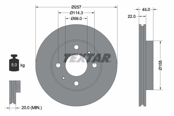 TEXTAR Тормозной диск 92062800