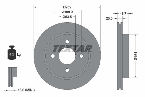 TEXTAR Тормозной диск 92063603