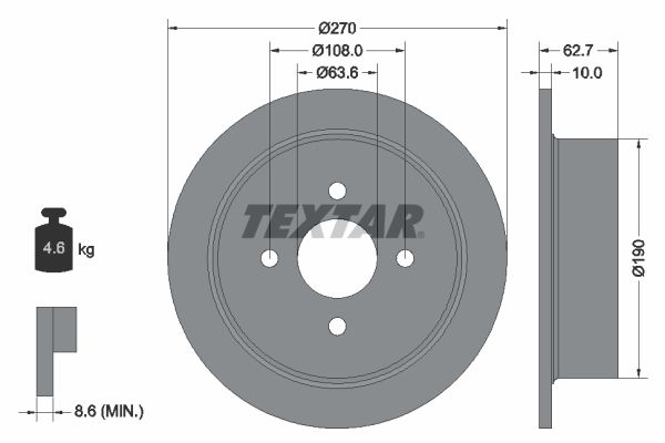 TEXTAR Тормозной диск 92064400