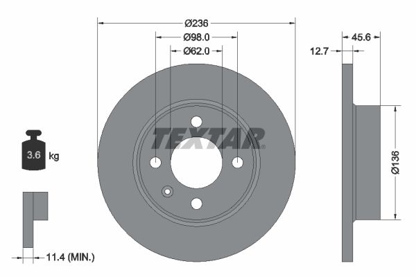 TEXTAR Тормозной диск 92065700