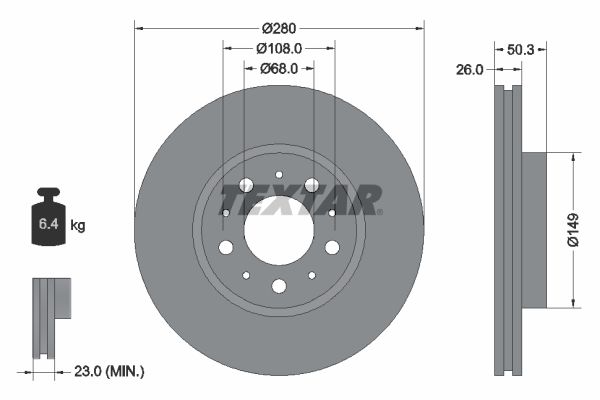 TEXTAR Тормозной диск 92066703