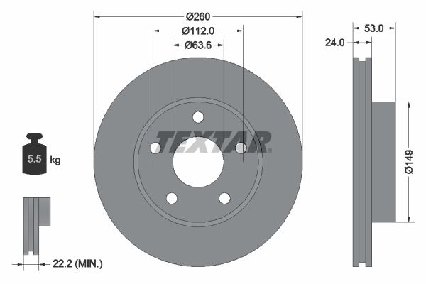 TEXTAR Тормозной диск 92067700