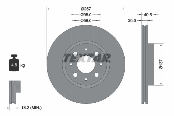TEXTAR Тормозной диск 92068503