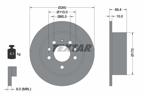 TEXTAR Тормозной диск 92068800