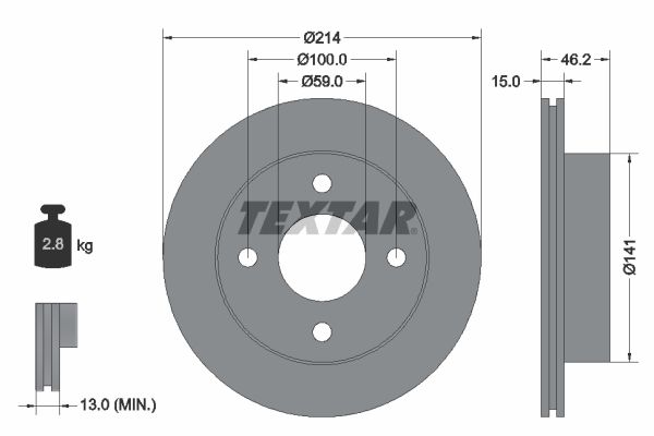 TEXTAR Тормозной диск 92069800