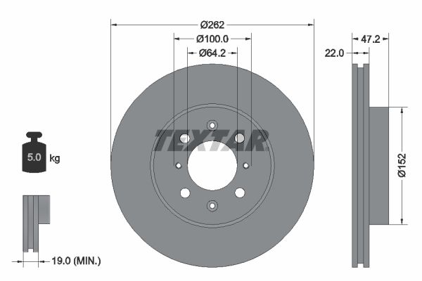 TEXTAR Тормозной диск 92070600
