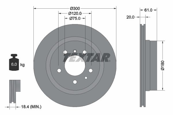 TEXTAR Тормозной диск 92071300