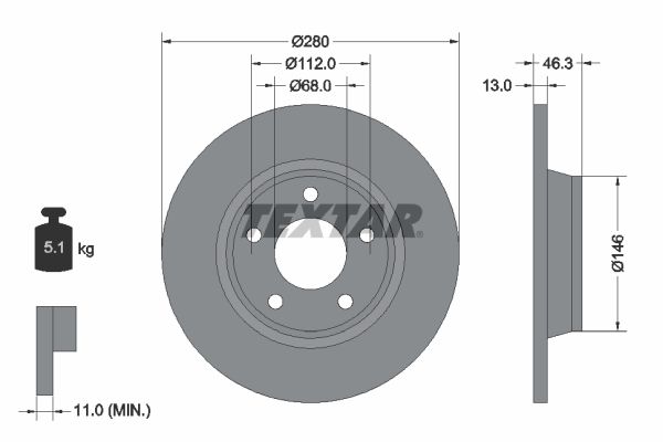TEXTAR Тормозной диск 92071603