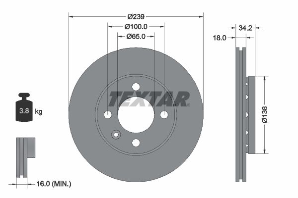 TEXTAR Тормозной диск 92072003