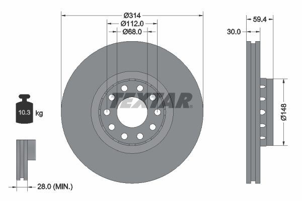 TEXTAR Тормозной диск 92073200