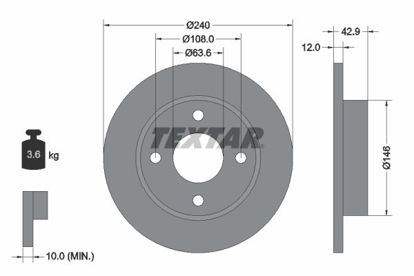 TEXTAR Тормозной диск 92075303