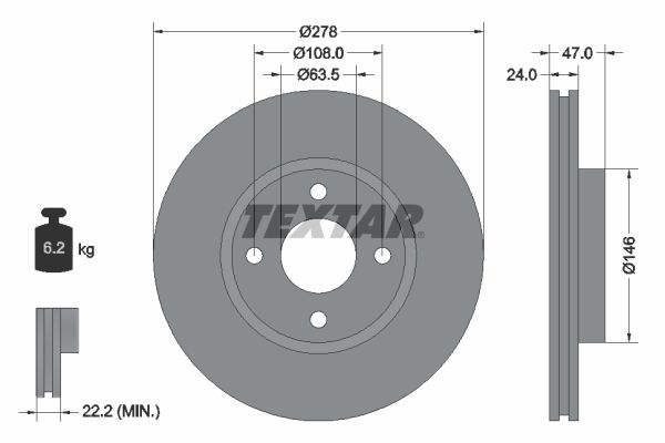 TEXTAR Тормозной диск 92075400