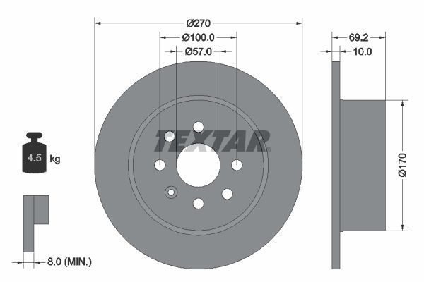 TEXTAR Тормозной диск 92075503