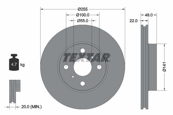 TEXTAR Тормозной диск 92077200