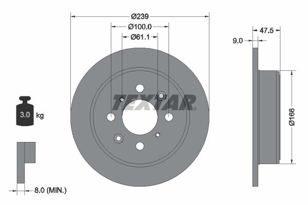 TEXTAR Тормозной диск 92077900