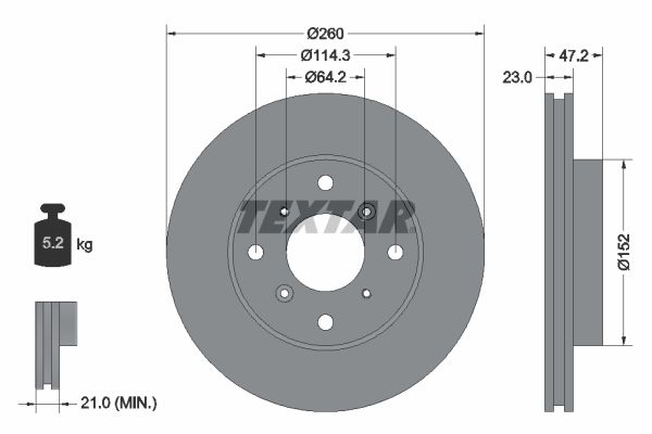 TEXTAR Тормозной диск 92078200