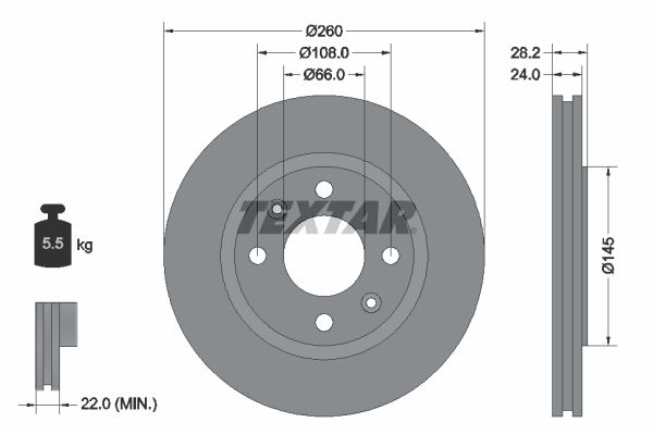 TEXTAR Тормозной диск 92078603