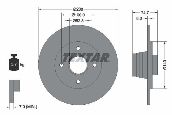 TEXTAR Тормозной диск 92081200