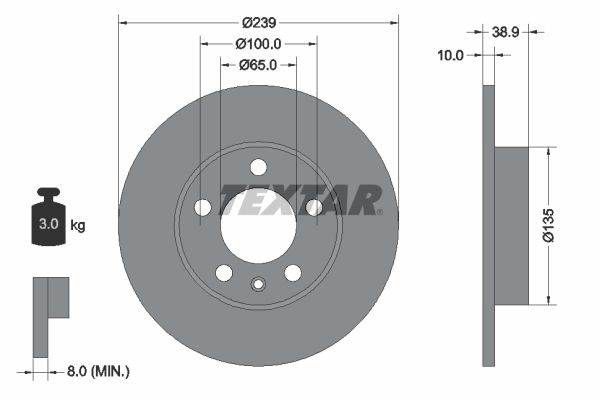 TEXTAR Тормозной диск 92088700