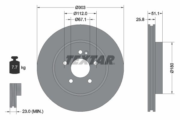 TEXTAR Тормозной диск 92089903
