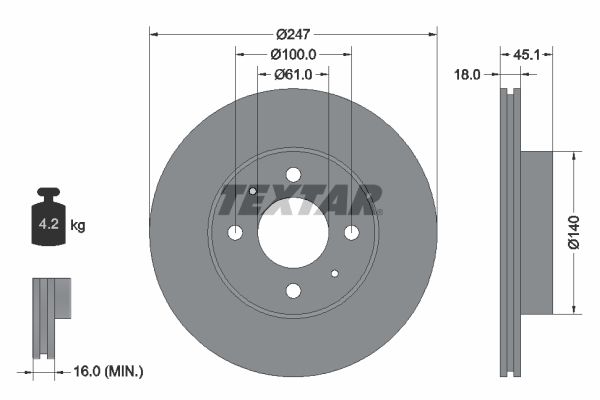 TEXTAR Тормозной диск 92091000