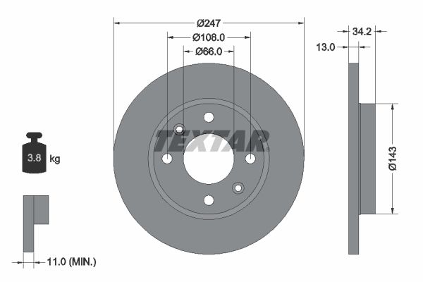 TEXTAR Тормозной диск 92092803