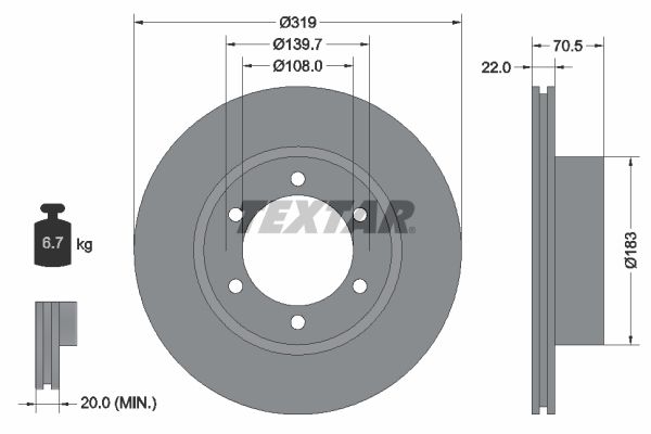 TEXTAR Тормозной диск 92093300