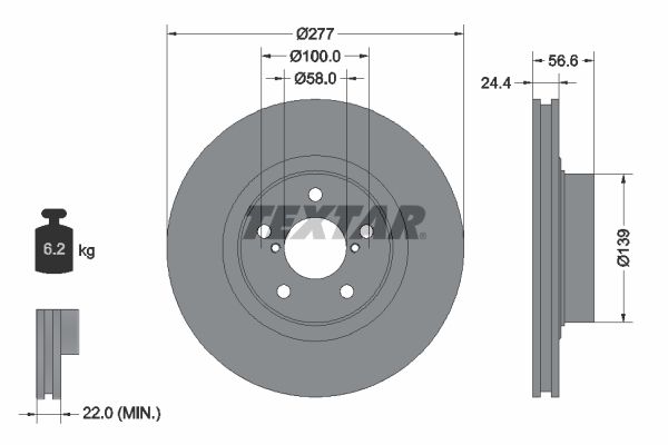 TEXTAR Тормозной диск 92094603