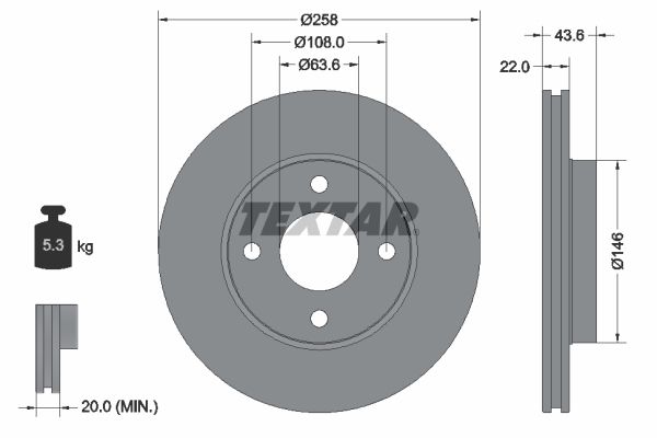 TEXTAR Тормозной диск 92096203