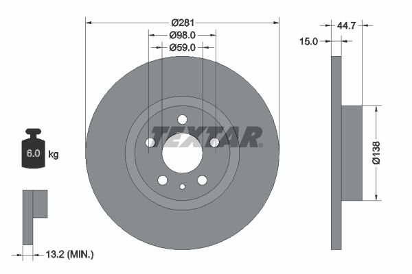 TEXTAR Тормозной диск 92096400