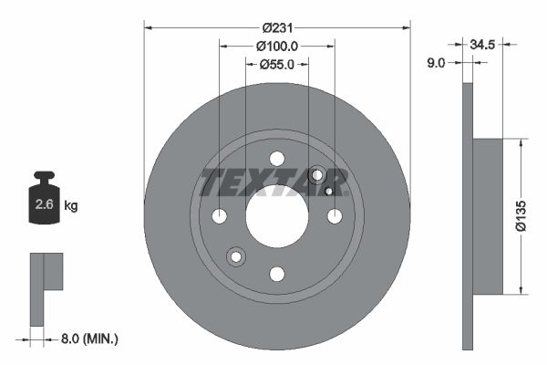 TEXTAR Тормозной диск 92096600