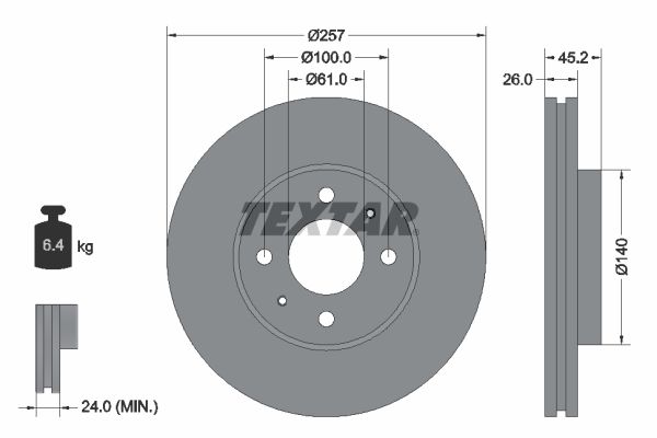 TEXTAR Тормозной диск 92096700