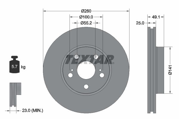 TEXTAR Тормозной диск 92096903